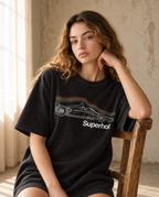 Unisex Indycar Retro Flow Mineral Wash Waffle Knit T-Shirt