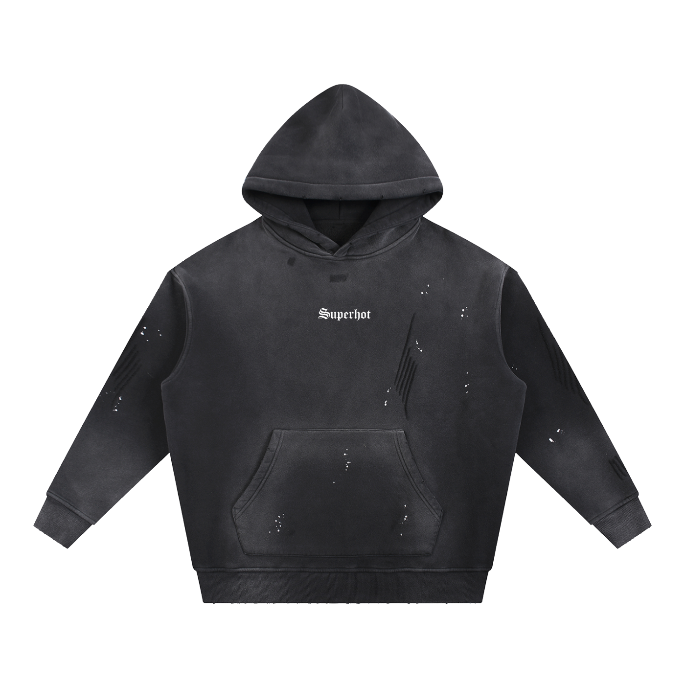 Vintage Washed Frayed Fleece Superhot Logo Hoodie