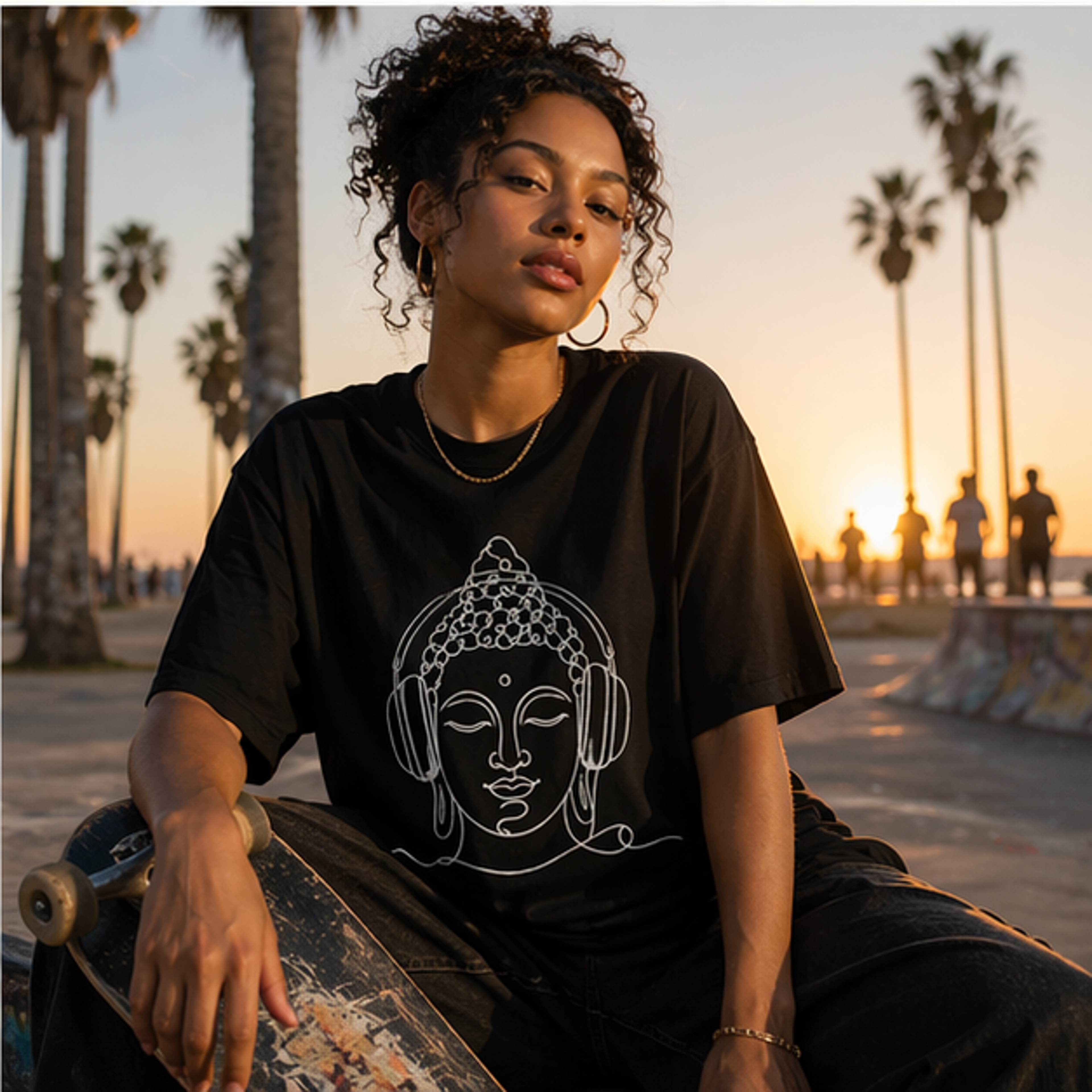Buddha with Headphones T-Shirt — Unisex Meditation Music Tee