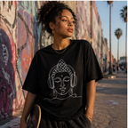Buddha with Headphones T-Shirt — Unisex Meditation Music Tee