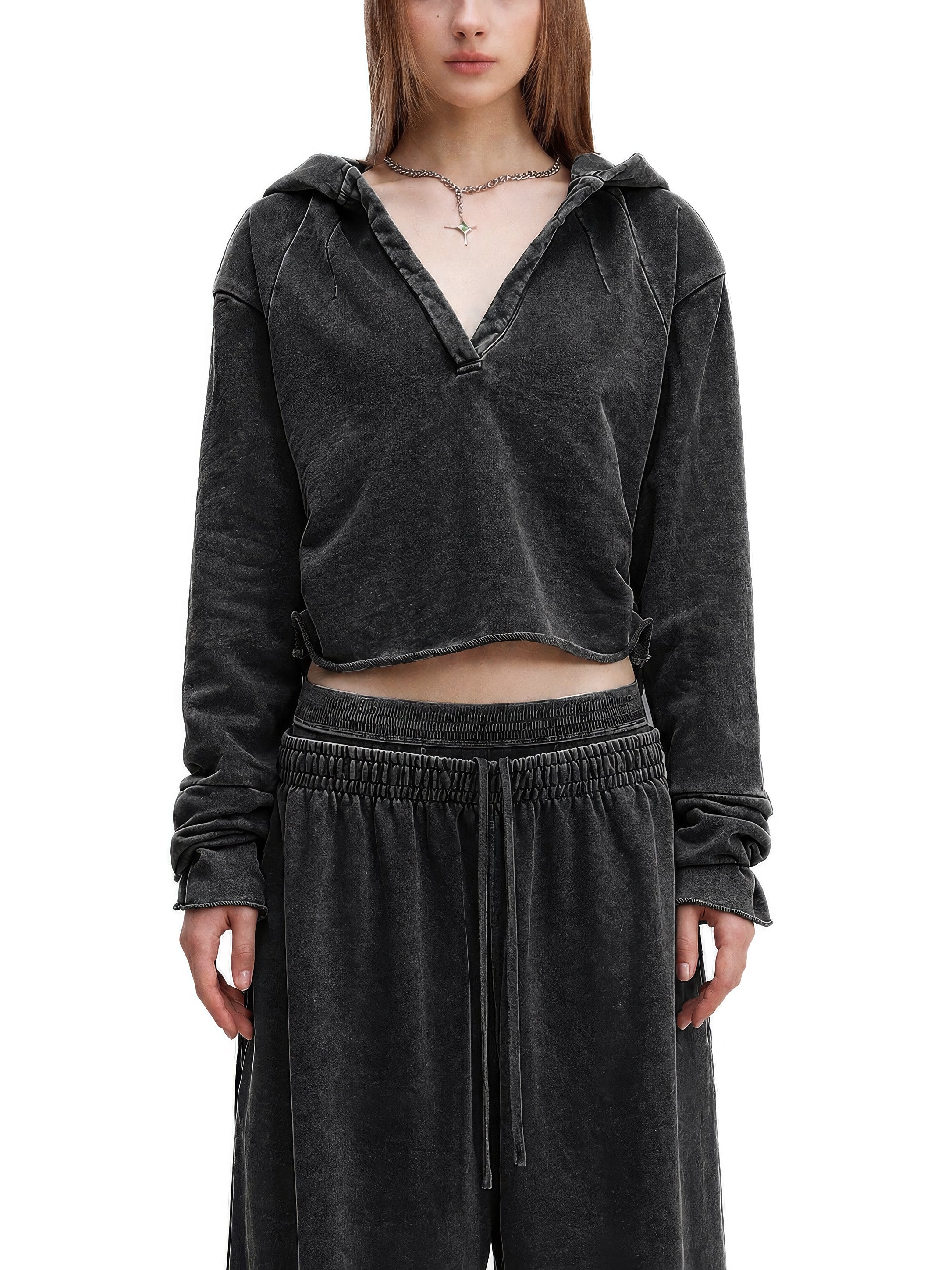 Vintage Washed Raw Edge Superhot Script Logo Hoodie