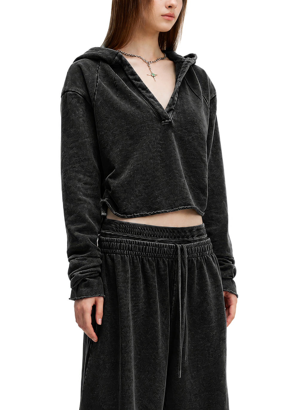 Vintage Washed Raw Edge Superhot Script Logo Hoodie
