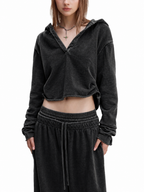 Vintage Washed Raw Edge Superhot Script Logo Hoodie