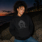 Buddha with Headphones Classic Black Hoodie — Minimal Everyday Pullover