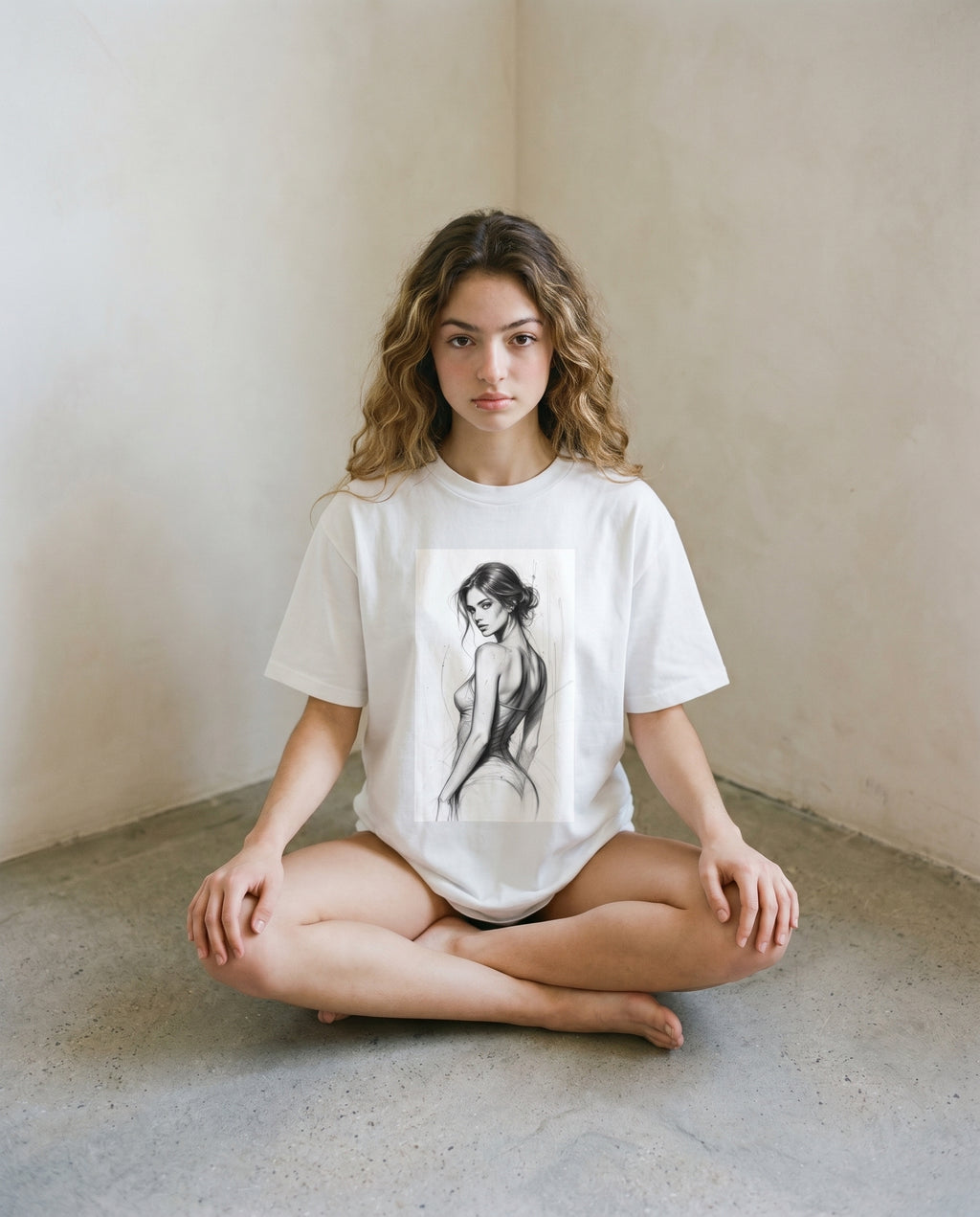 Vintage Washed White Figure Study Tee - Unisex T-Shirt