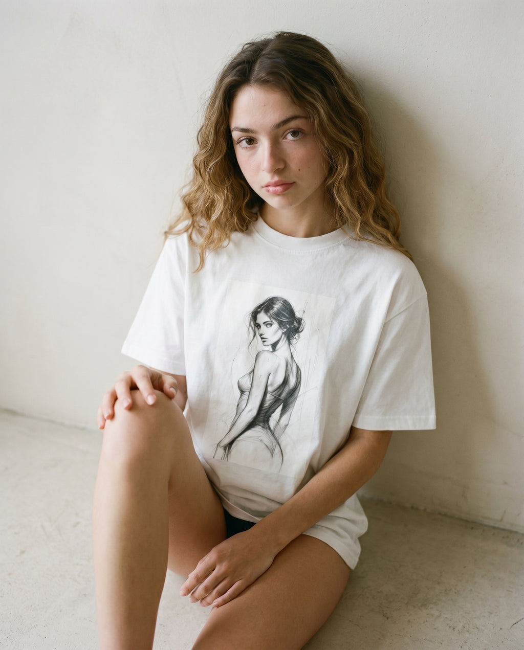 Vintage Washed White Figure Study Tee - Unisex T-Shirt