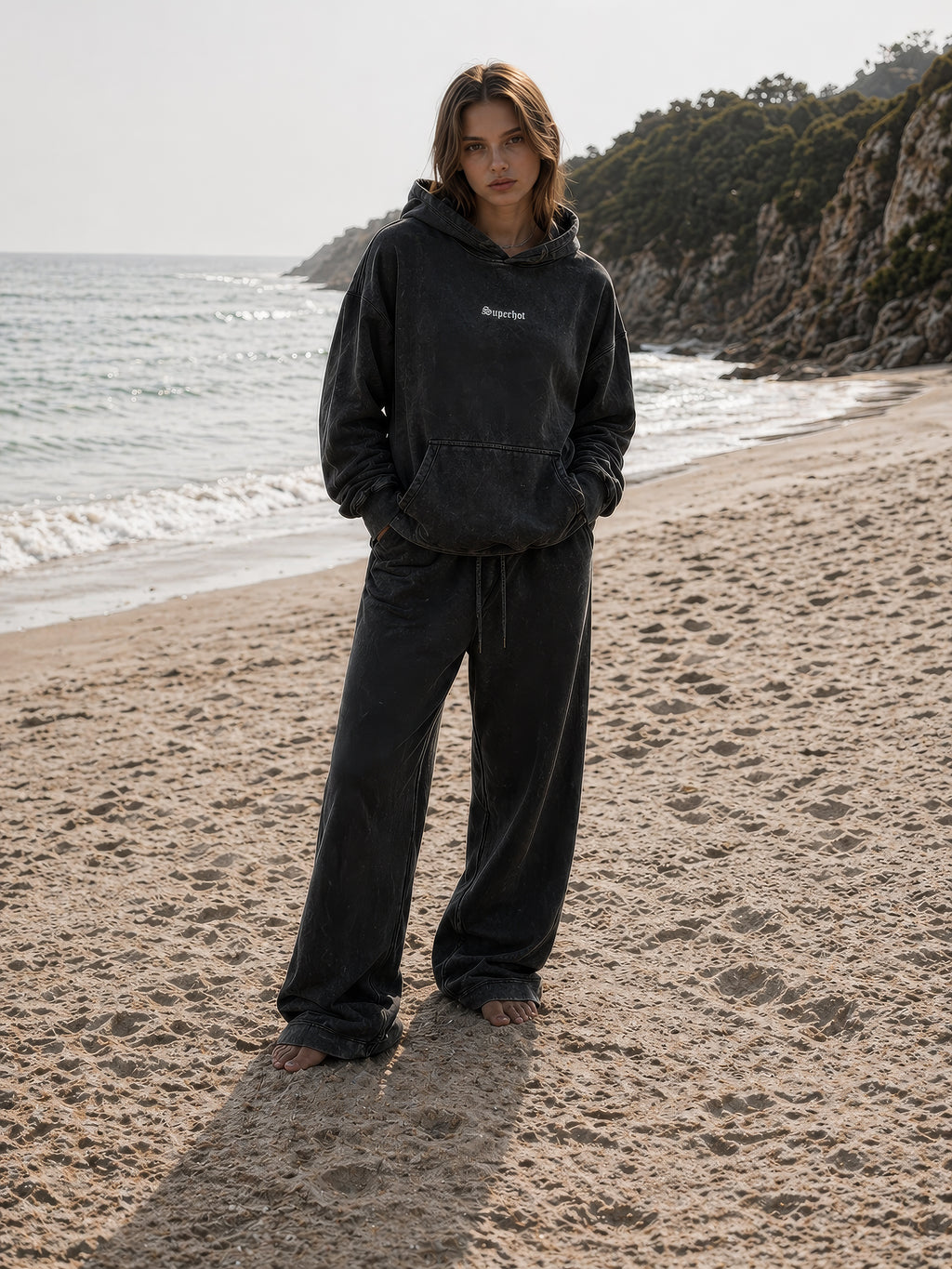 Snow Washed Fleece Oversize Superhot Logo Hoodie