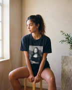Snow Washed Mona Lisa Oversized Cotton T-Shirt - Unisex