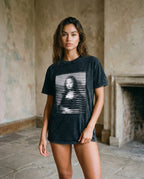 Snow Washed Mona Lisa Oversized Cotton T-Shirt - Unisex