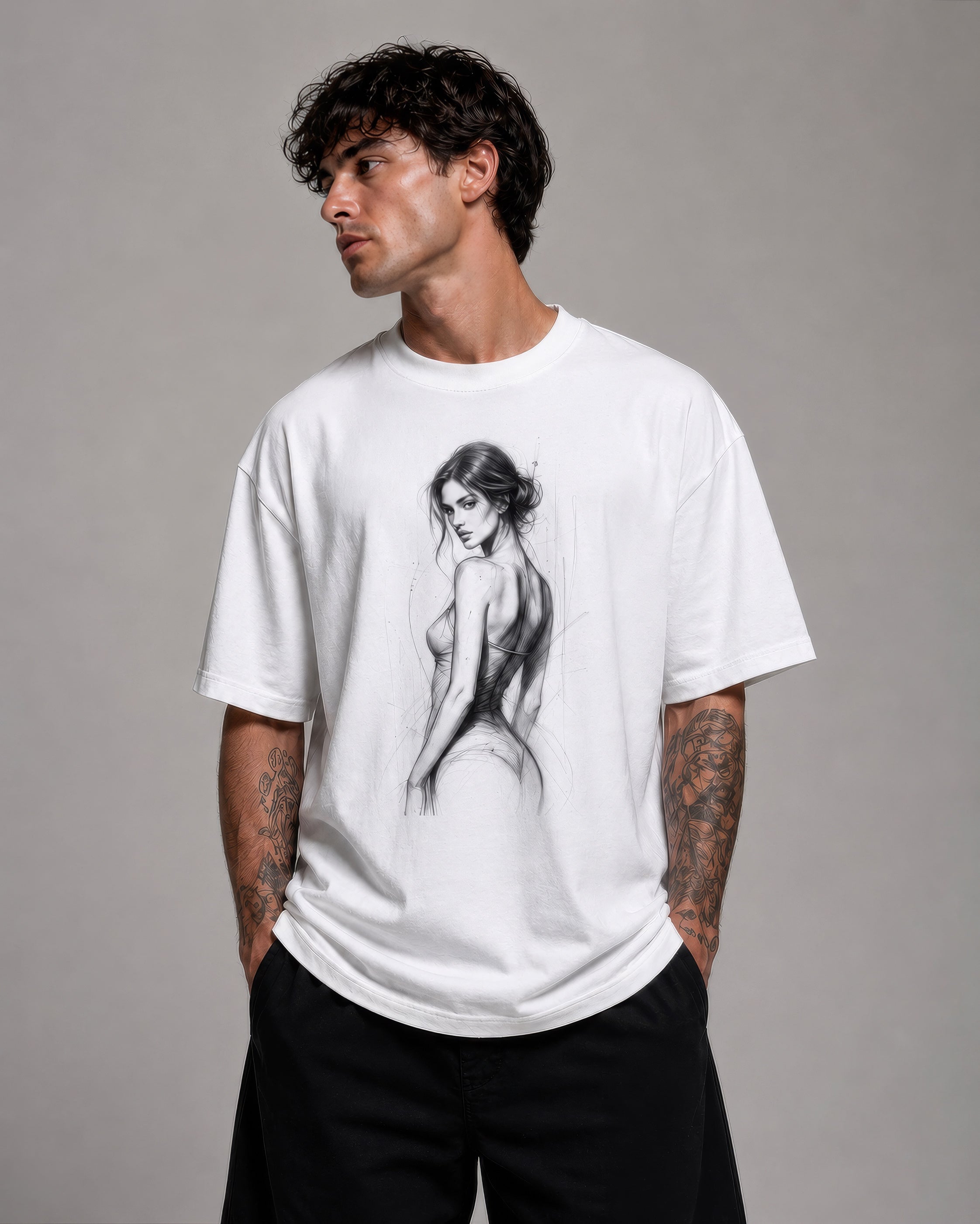 Vintage Washed White Figure Study Tee - Unisex T-Shirt