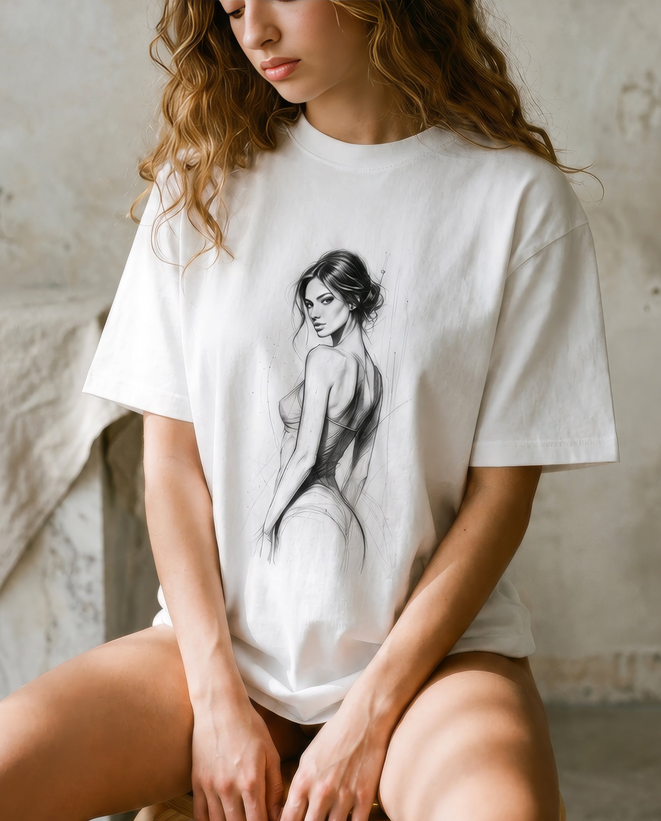 Vintage Washed White Figure Study Tee - Unisex T-Shirt
