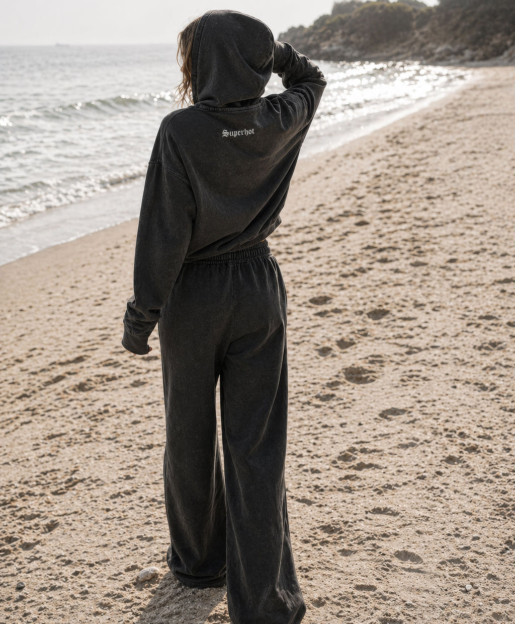 Vintage Washed Raw Edge Superhot Script Logo Hoodie