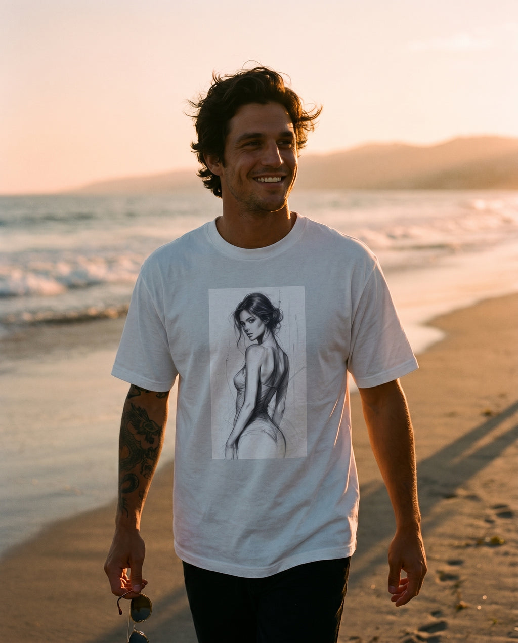 Vintage Washed White Figure Study Tee - Unisex T-Shirt
