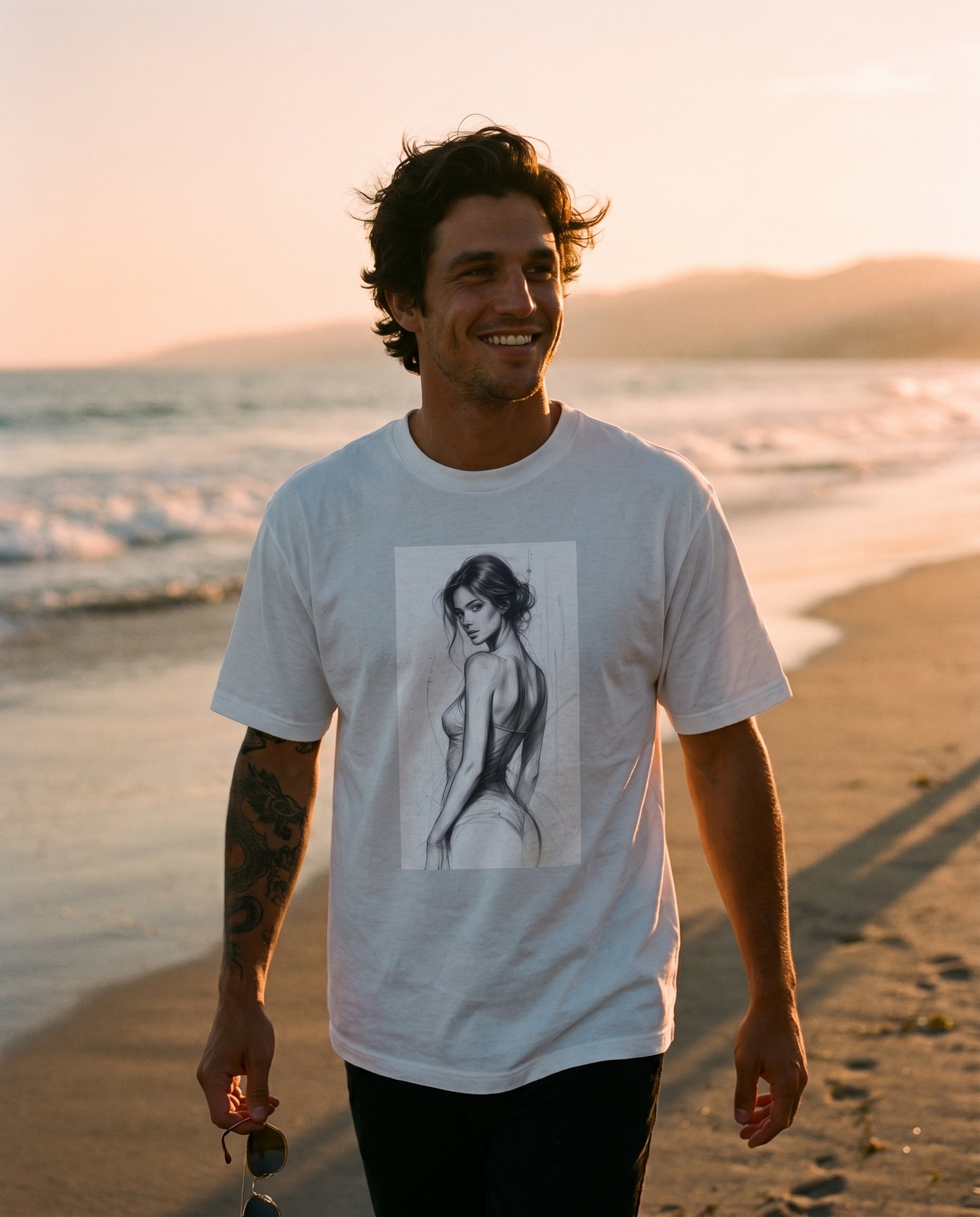 Vintage Washed White Figure Study Tee - Unisex T-Shirt