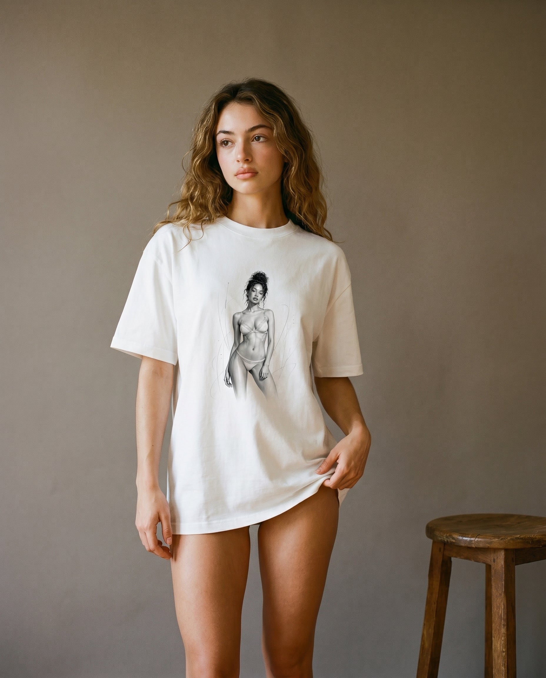Vintage Washed White Figure Study II Tee - Unisex T-Shirt
